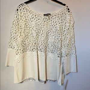 Gracia faux leather and crochet top